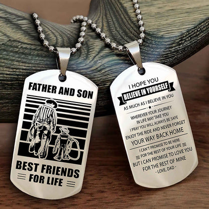 DRB Personalized Double Sided Dog Tag Silver To My Son I Love You - Enjoy The Ride And Never Forget Your Way Back Home From