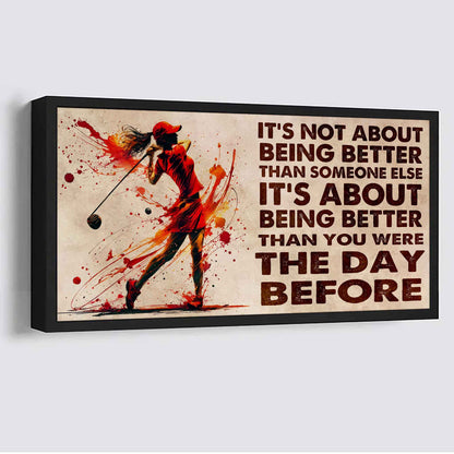 Water Color Woman Basketball Poster Canvas It Is Not About Being Better Than Someone Else Gift For Your Loving Woman