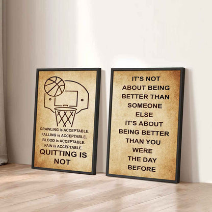 Combo 2 DRB Poster Canvas Quitting Is Not - It's Not About Being Better Than Someone Else It's About Being Better Than You Were The Day Before