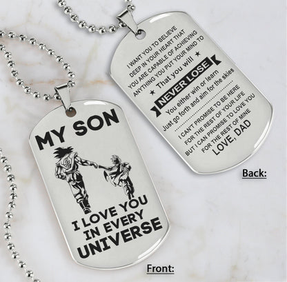 DRB Personalized Double Sided Dog Tag To My Son Never Forget That I Love You - You Will Never Lose You Either Win Or Learn