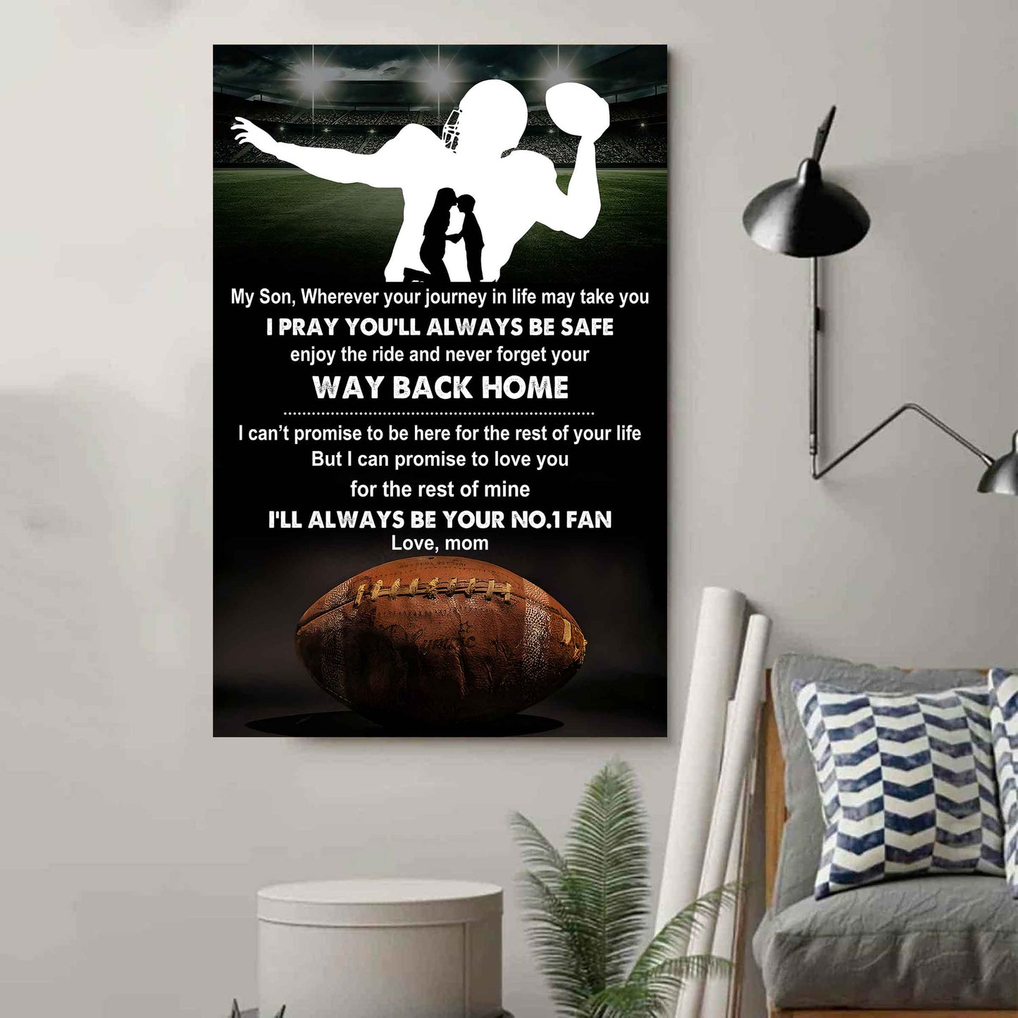 Baseball Poster Canvas Mom To Son - Never Forget Your Way Back Home I Will Always Your No 1 Fan