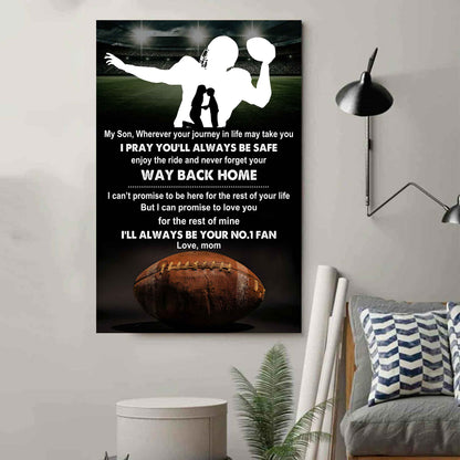 Baseball Poster Canvas Mom To Son - Never Forget Your Way Back Home I Will Always Your No 1 Fan