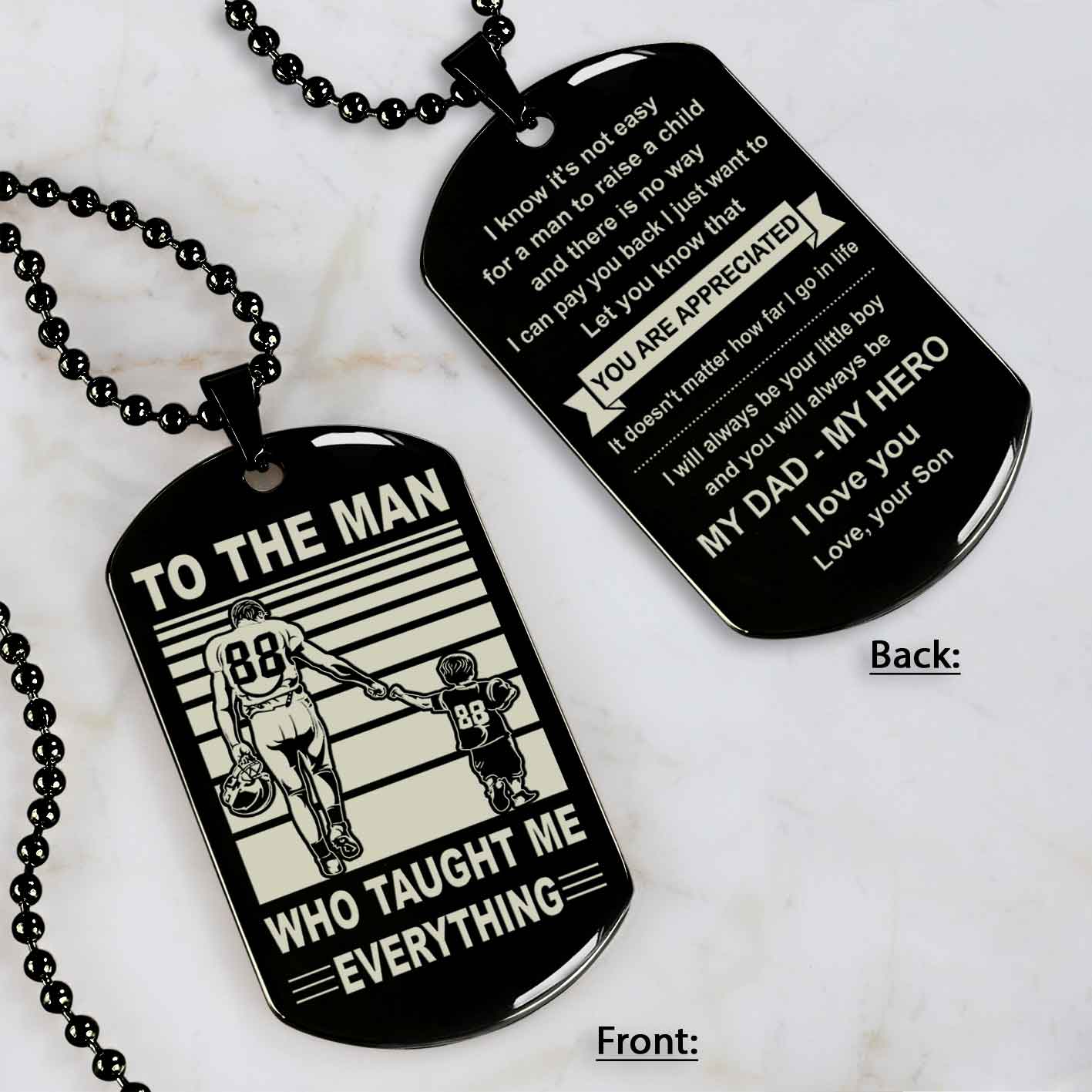 Biker Double Side Dog Tag To The Man Who Taught Me Everything - You Are My Hero Gift From Son To Dad Father's Day Gift