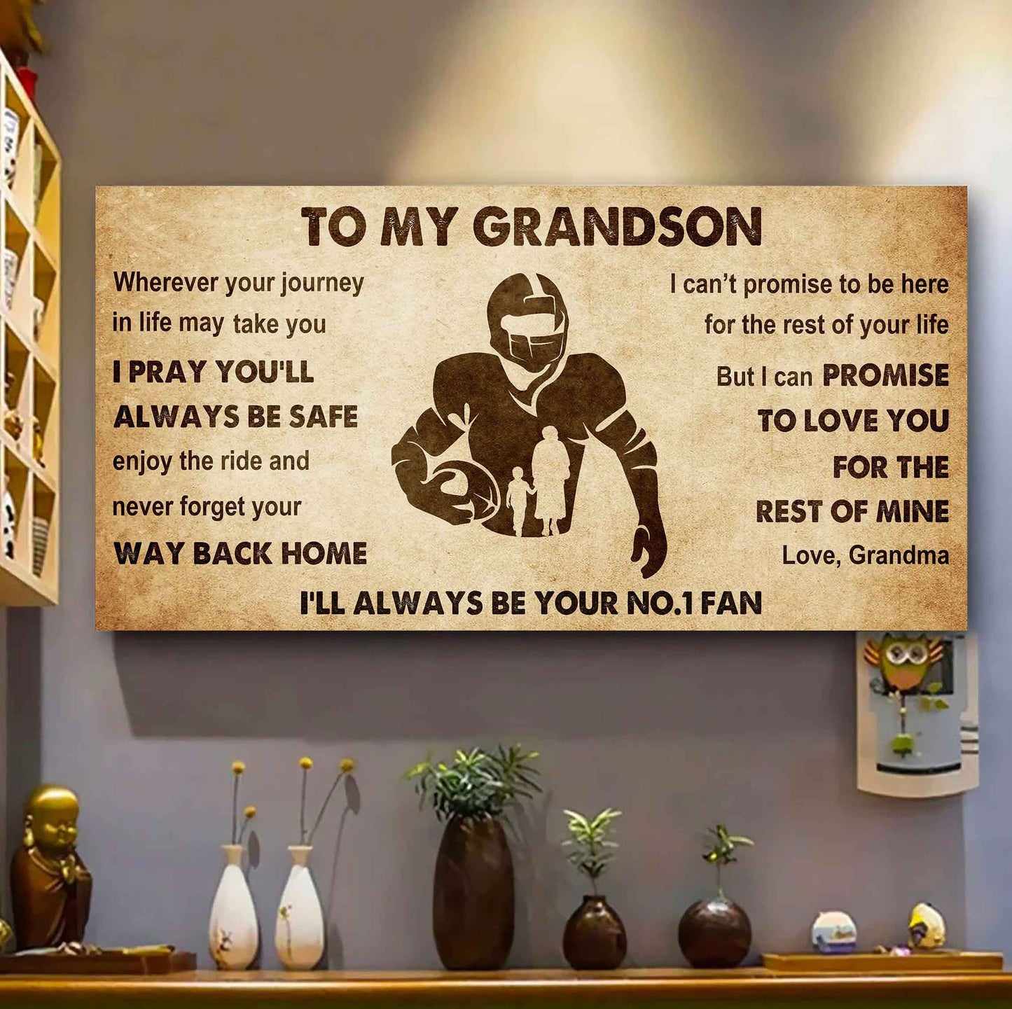 Personalized Sport Poster Canvas I'll Be Your No 1 Fan Grandma To Grandson - Never Forget Your Way Back Home