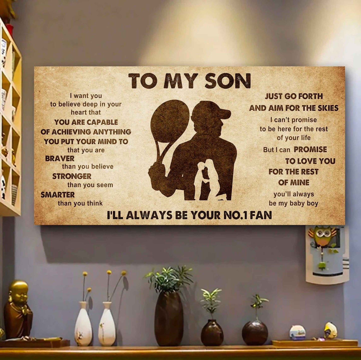 Personalized Sport Poster Canvas I'll Be Your No 1 Fan Mom To Son - That You Are Braver Than You Believe Just Go Forth