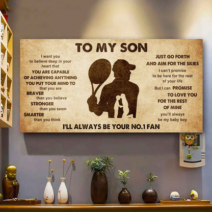 Personalized Sport Poster Canvas I'll Be Your No 1 Fan Mom To Son - That You Are Braver Than You Believe Just Go Forth