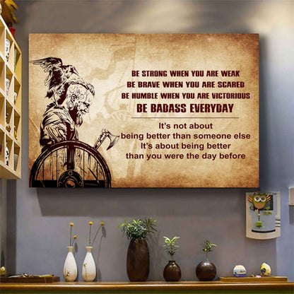Samurai Poster Canvas Be Strong When You Are Weak Be Badass Everyday - Motivational Quotes