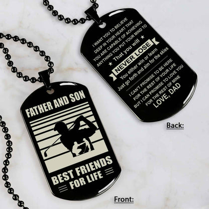 Basketball Personalized Double Sided Dog Tag Father And Son Best Friends For Life Message on the back side New Version