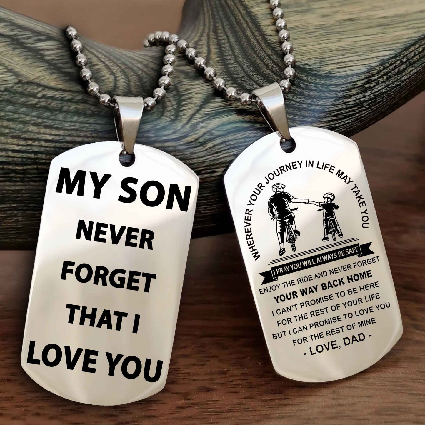 Knight Templar Double Sided Dog Tag To My Son Never Forget That I Love You - Gift For Son Never Forget Your Way Back Home