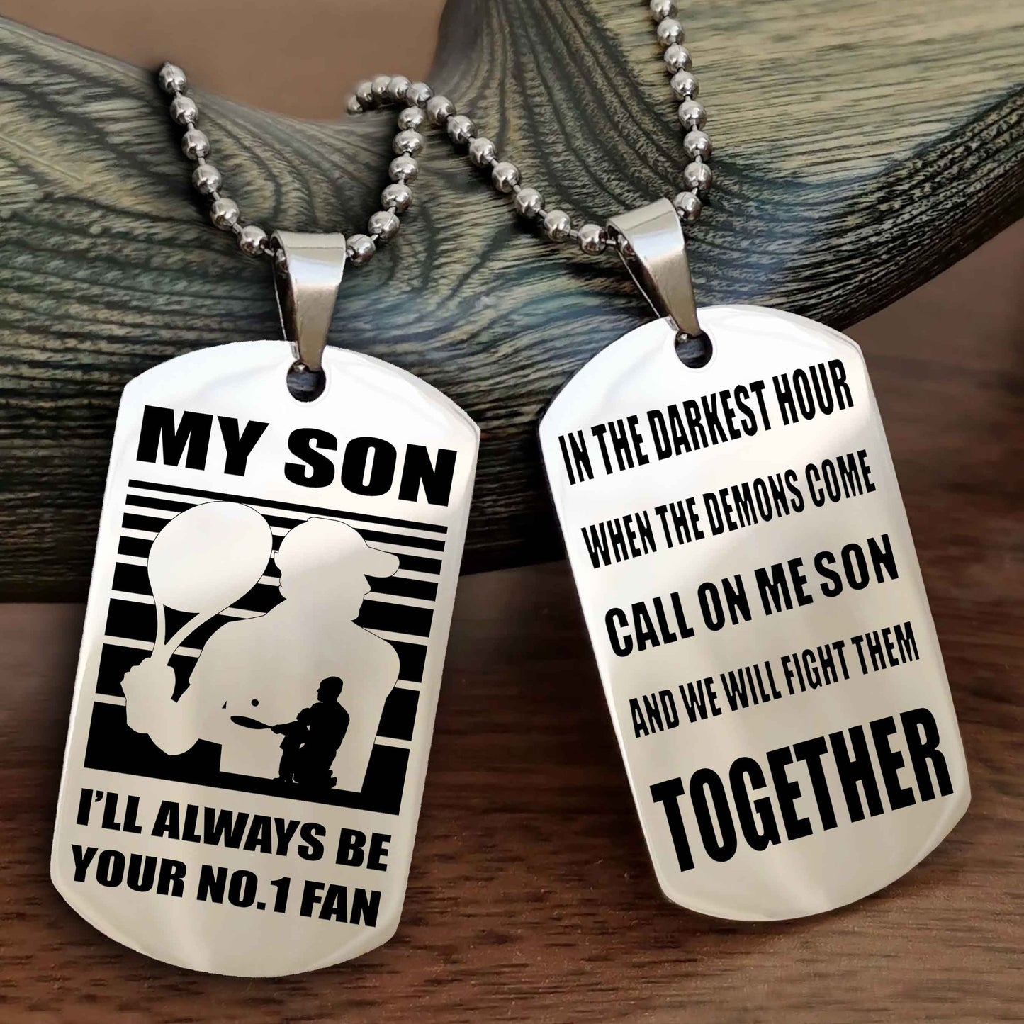 Sport Personalized Double Sided Dog Tag I Will Always Be Your No 1 Fan - Call On Me Son From Dad And Mom