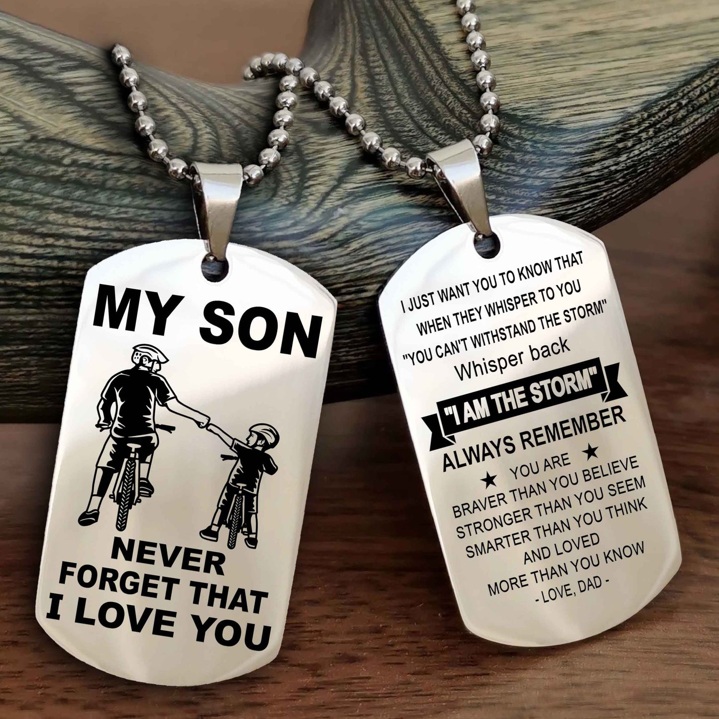 DRB Double Sided Dog Tag To My Son Never Forget That I Love You New Version - Whisper Back I'm The Storm