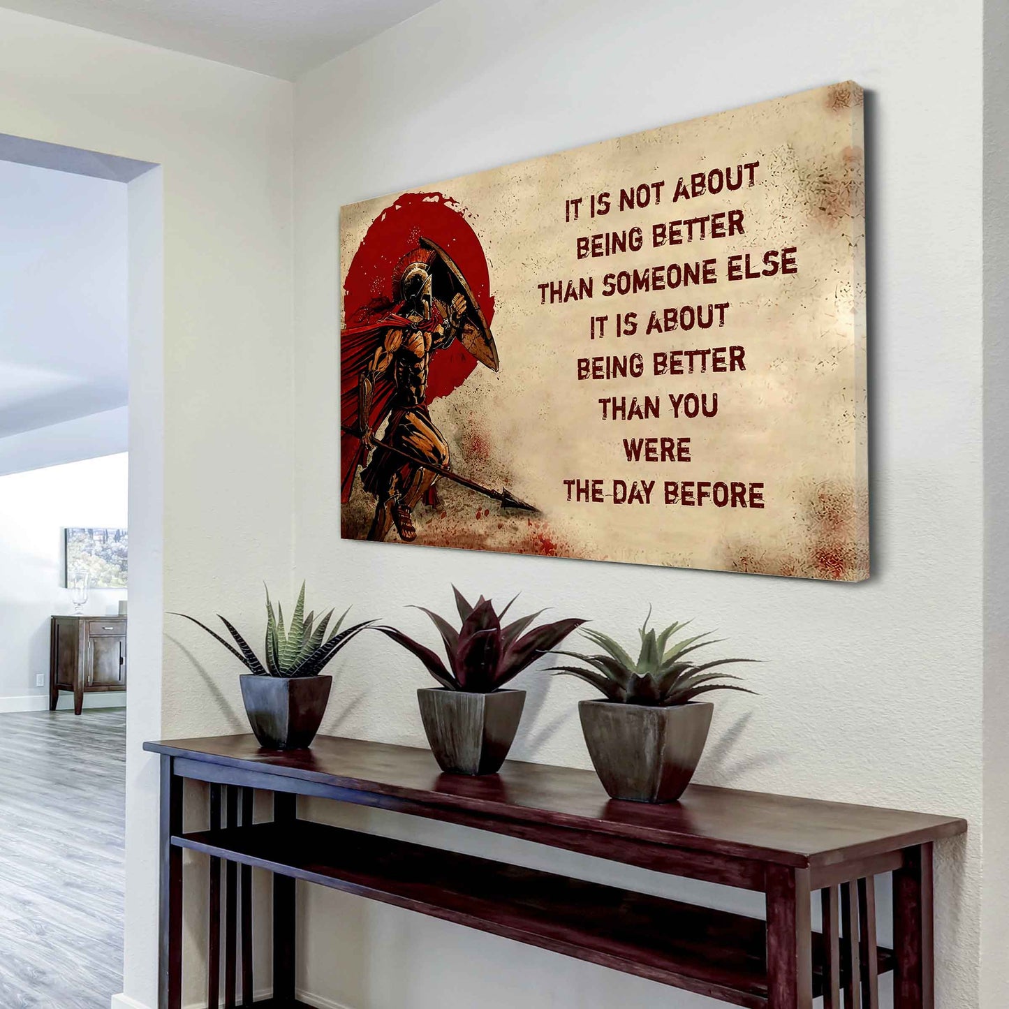 Samurai Poster Canvas It's Not About Being Better Than Someone Else Best Gifts Motivation Quotes