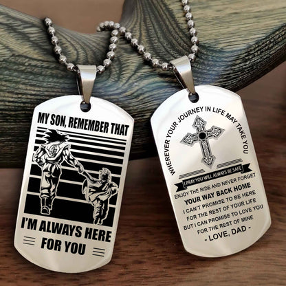Samurai Cross Double Sided Dog Tag My Son Remember That - Gift For Son Enjoy The Ride Never Forget Your Way Back Home