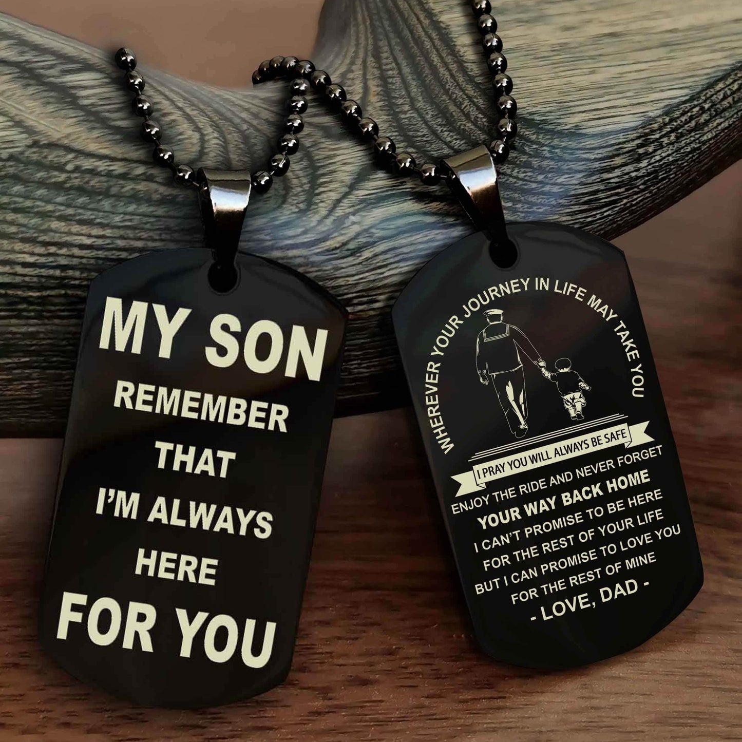 Samurai Double Sided Dog Tag My Son Remember That I'm Always Here For You - Enjoy The Ride And Never Forget Your Way Back Home