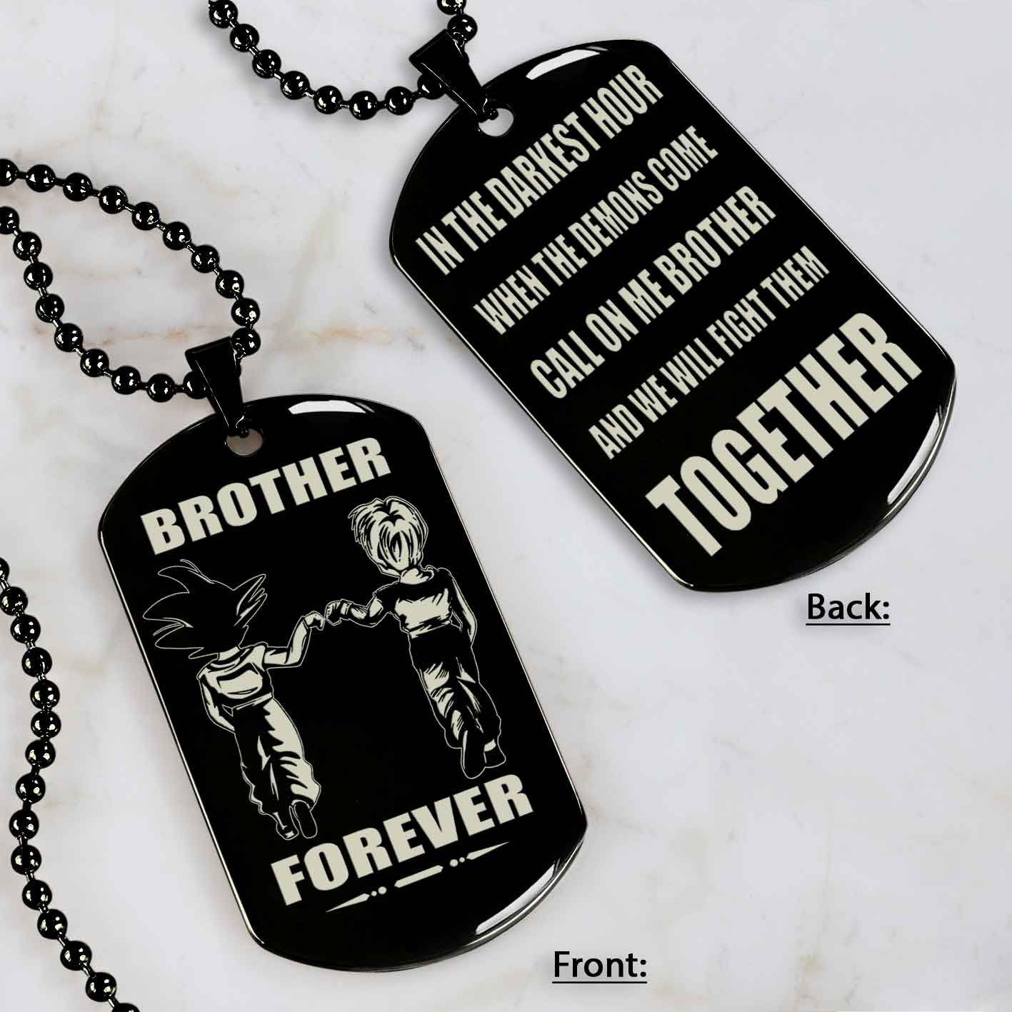 Customizable engraved black dog tag double sided gift from brother, brother forever