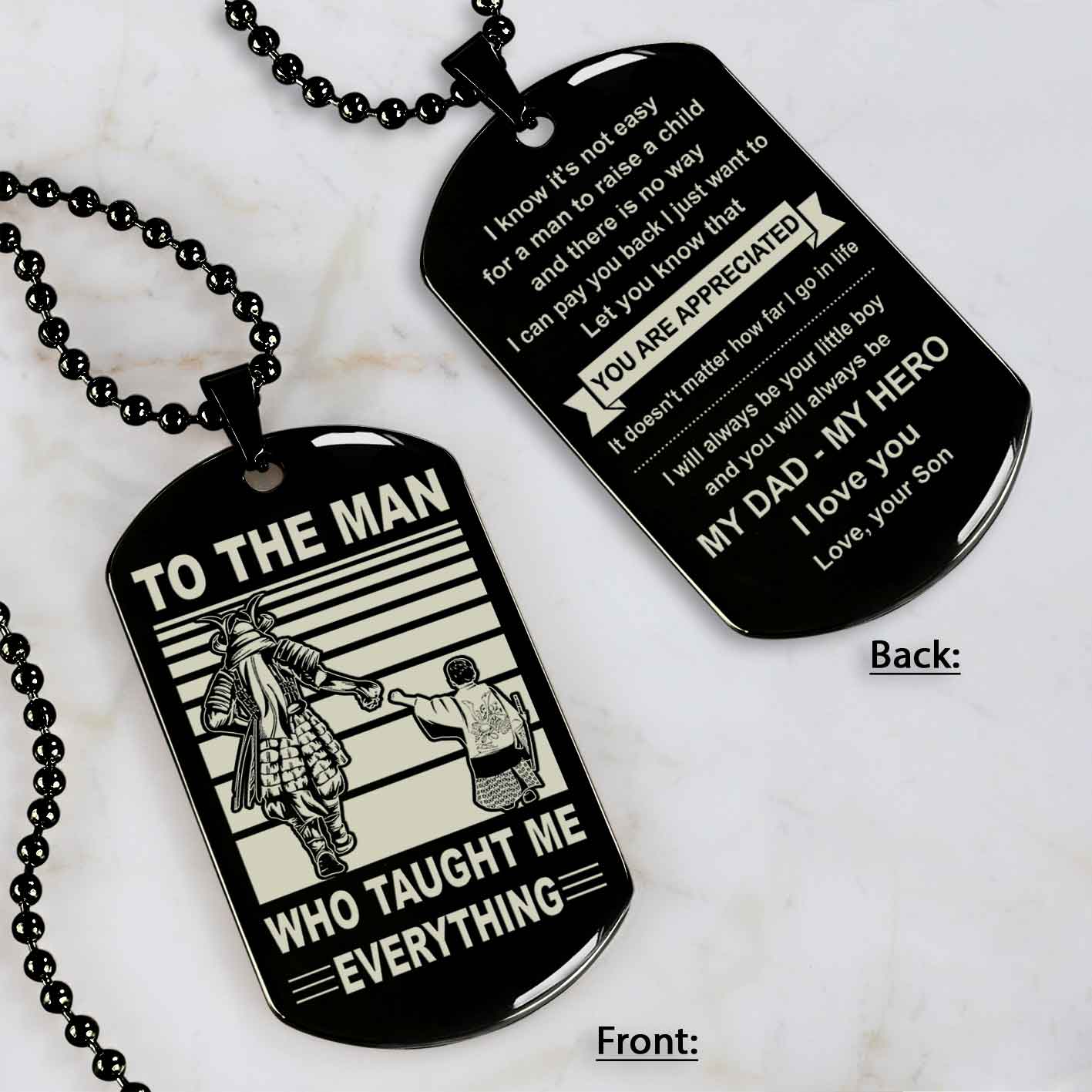 Biker Double Side Dog Tag To The Man Who Taught Me Everything - You Are My Hero Gift From Son To Dad Father's Day Gift
