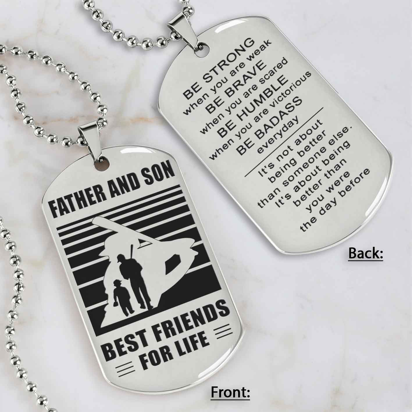 Silver Version Basketball Personalized Double Sided Dog Tag Father And Son Best Friends For Life  Message on the back side