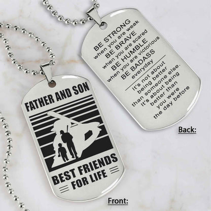 Silver Version Basketball Personalized Double Sided Dog Tag Father And Son Best Friends For Life  Message on the back side