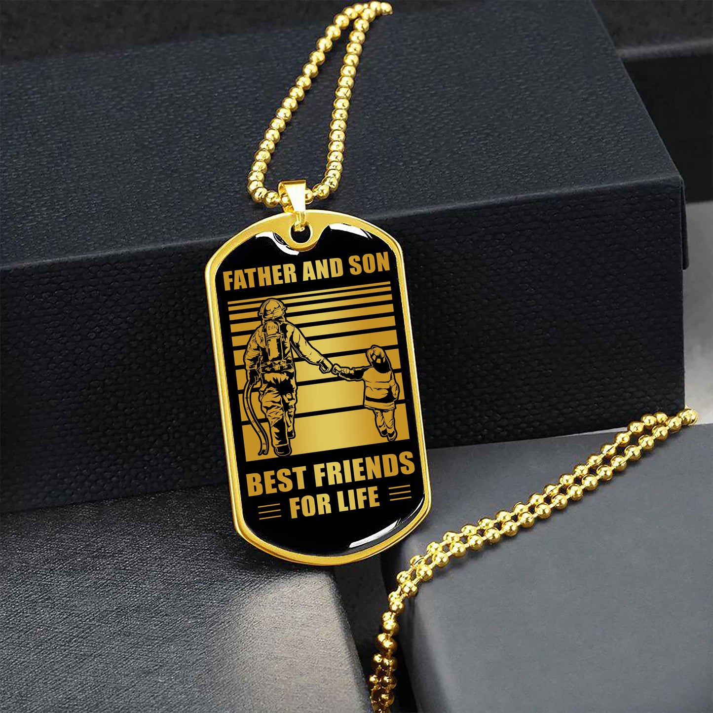 Family Military Chain Silver Plated 18K Gold Plated Father And Son Best Friend For Life Gift For Your Son