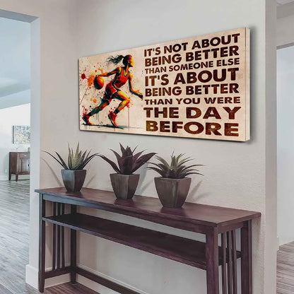 Water Color Woman SWIMMING Poster Canvas It Is Not About Being Better Than Someone Else Gift For Your Loving Woman