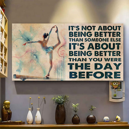 Water Color Woman SWIMMING Poster Canvas It Is Not About Being Better Than Someone Else Gift For Your Loving Woman