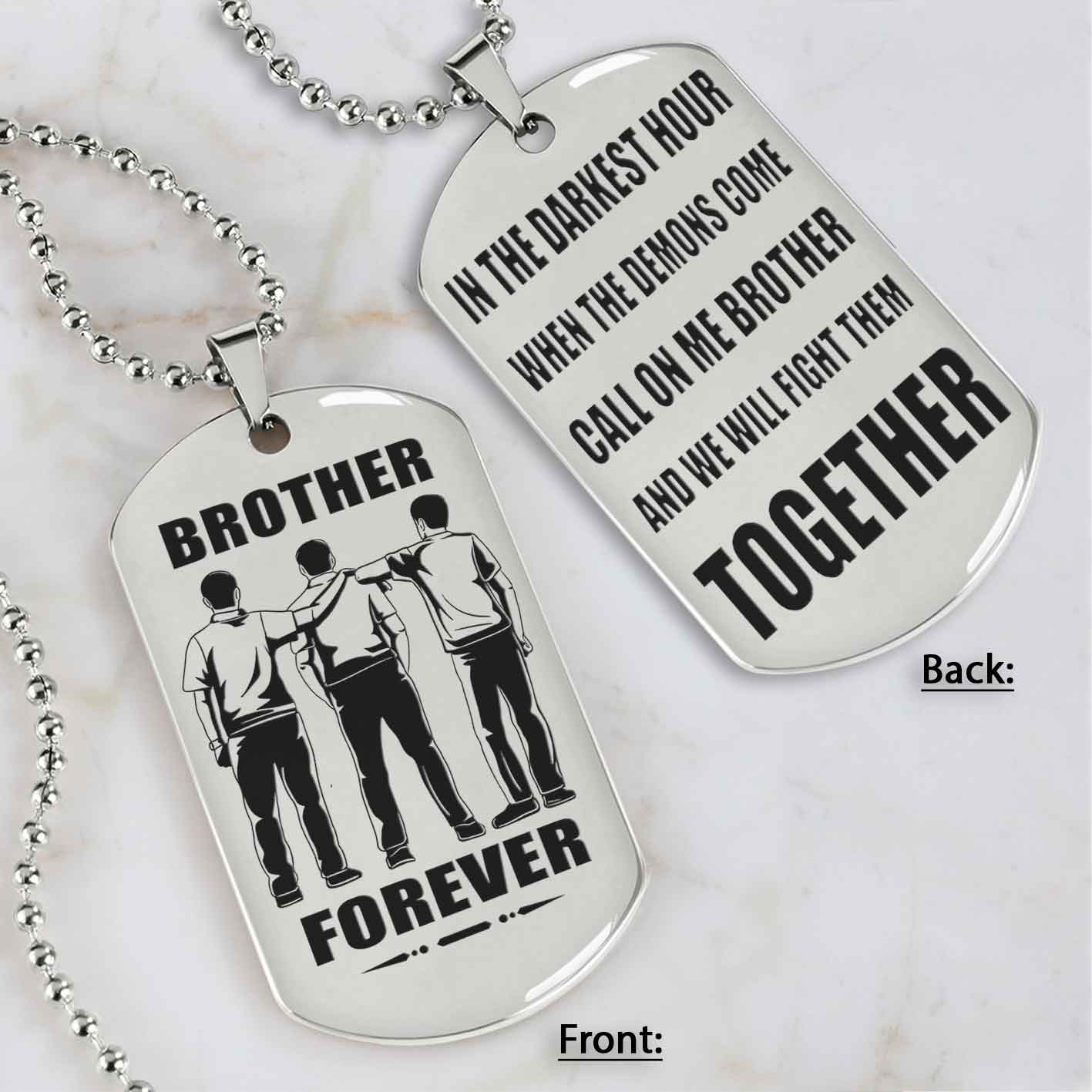 All Team engraved double sided dog tag call on me brother gift for brother dog tag for brother