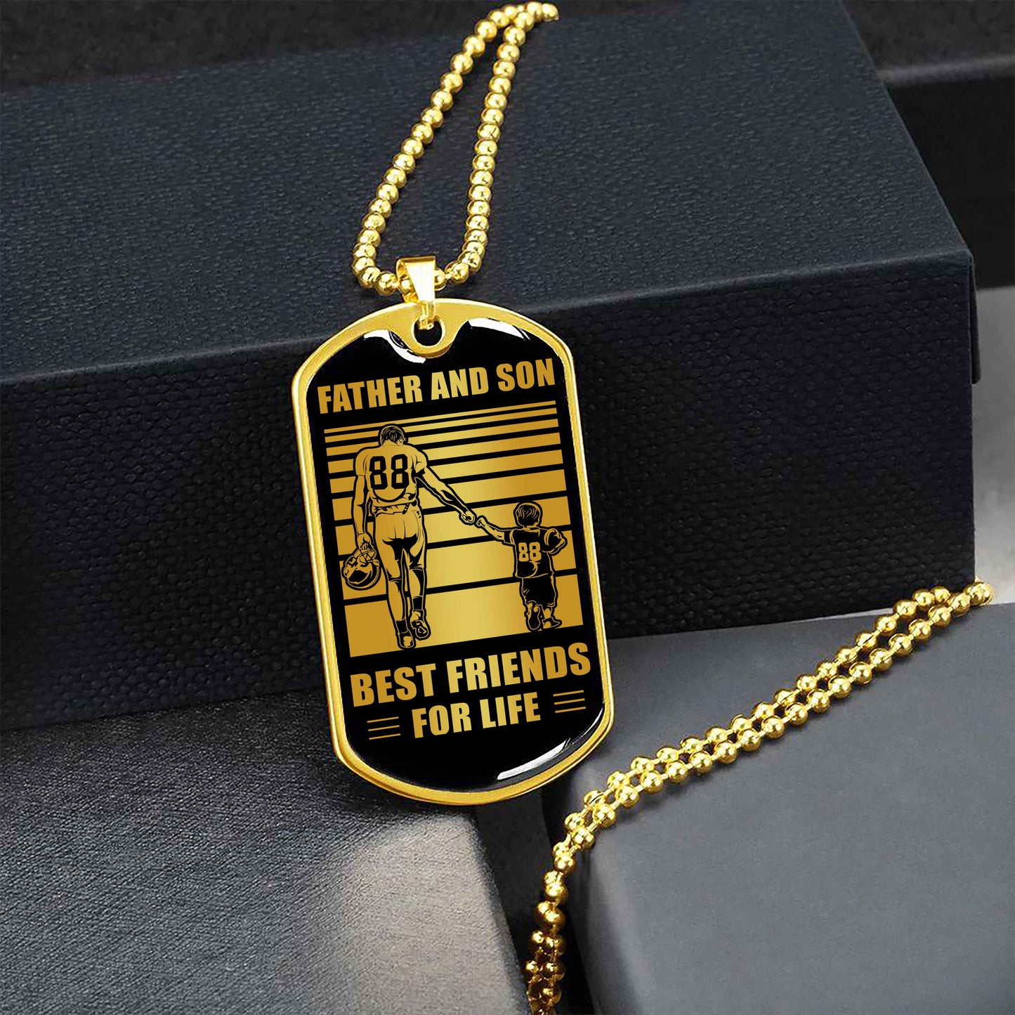 VGT_TR Military Chain Silver Plated 18K Gold Plated Father And Son Best Friend For Life Gift For Your Son