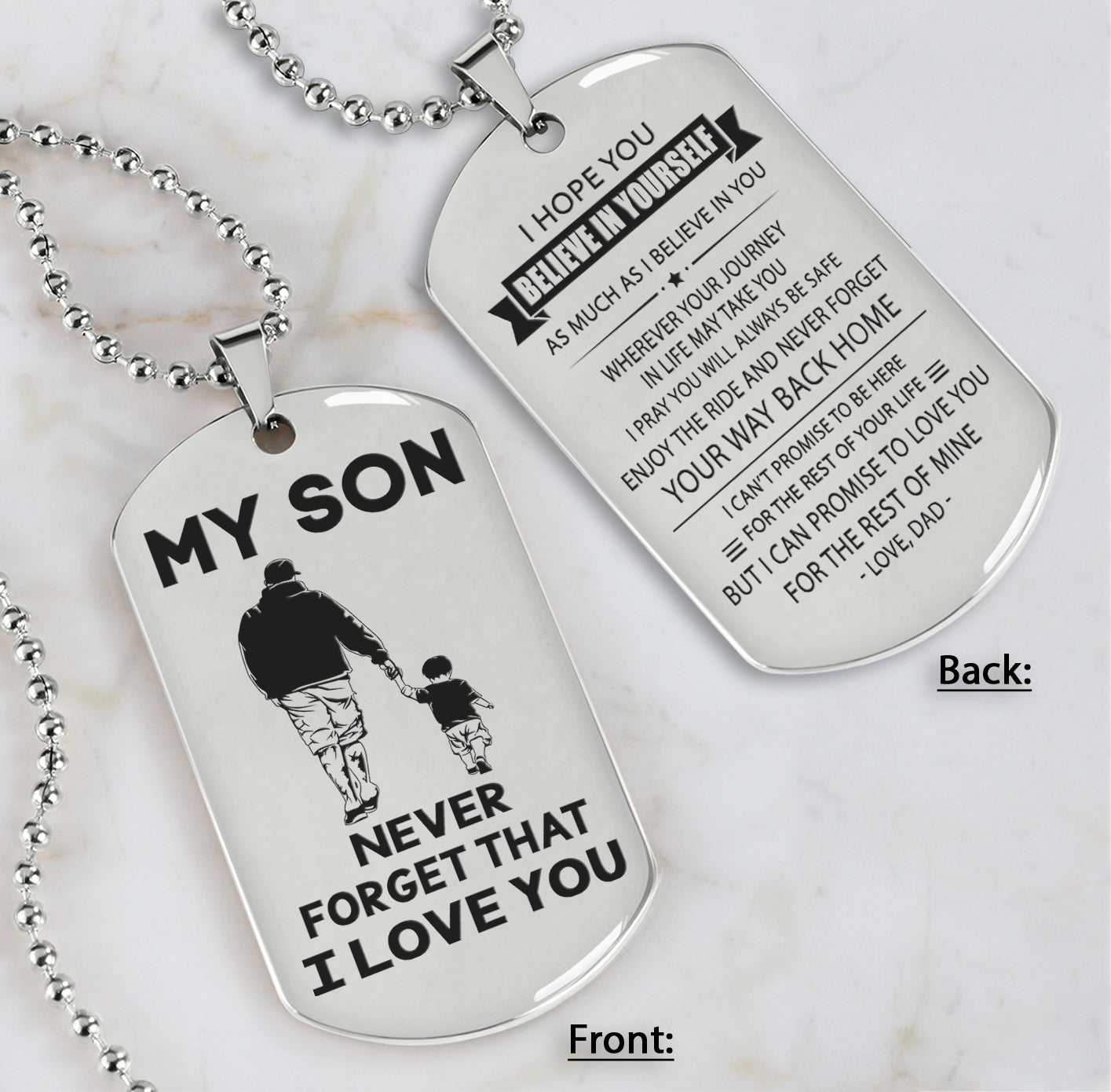 DRB Personalized Double Sided Dog Tag To My Son Never Forget That I Love You - Never Forget Your Way Back Home