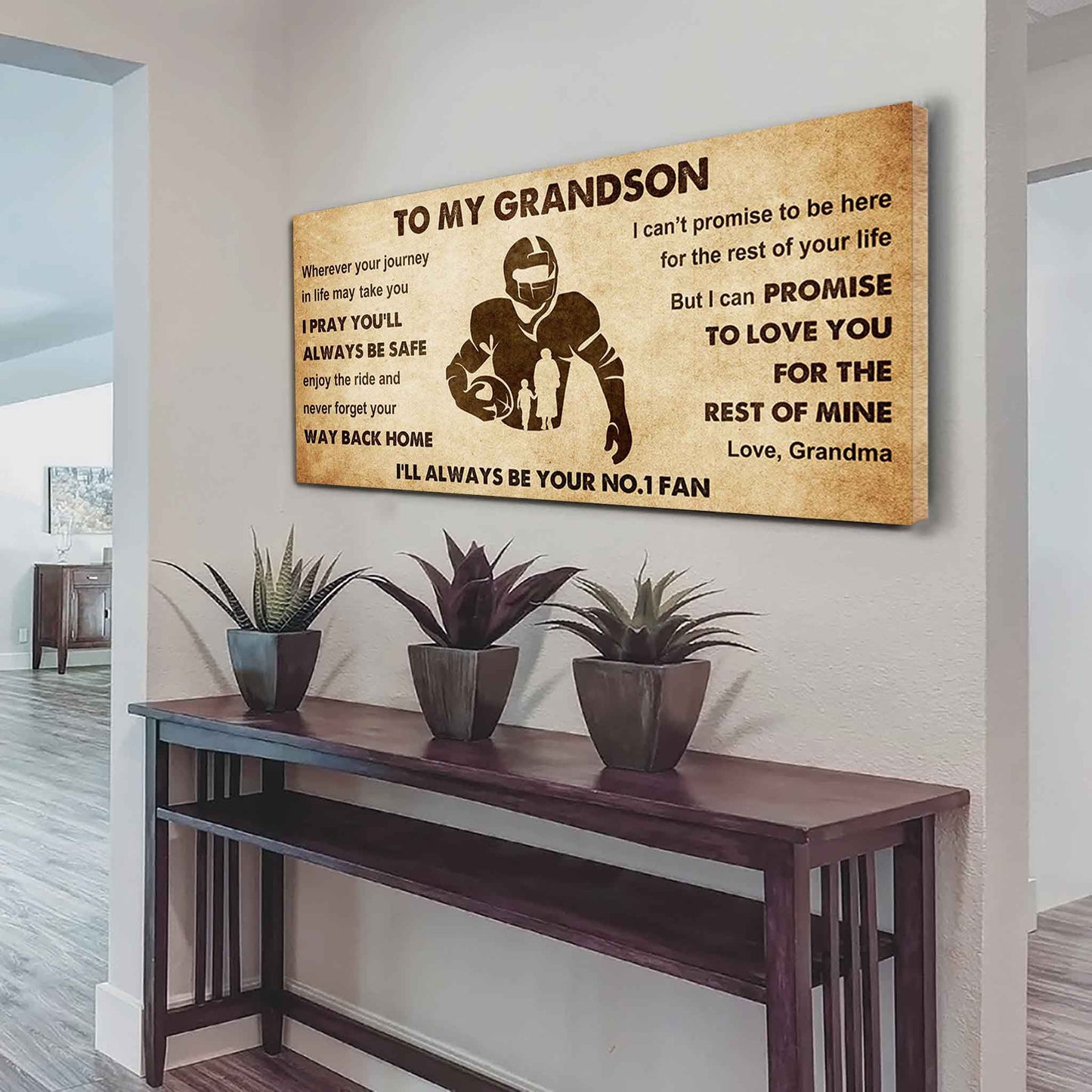 Personalized Sport Poster Canvas I'll Be Your No 1 Fan Grandma To Grandson - Never Forget Your Way Back Home