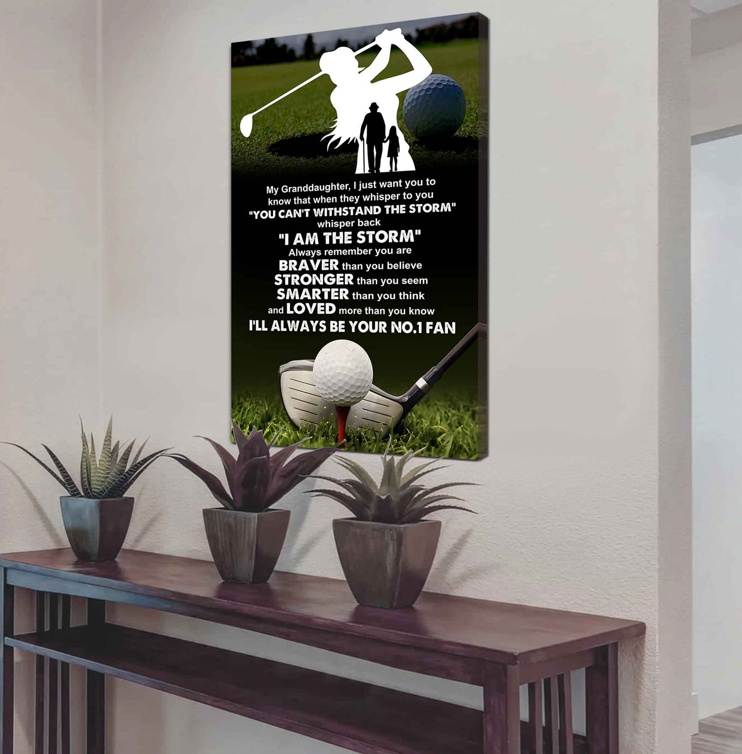 Baketball Poster Canvas Grandpa To Granddaughter - Whisper Back I Am The Storm I Will Always Your No 1 Fan