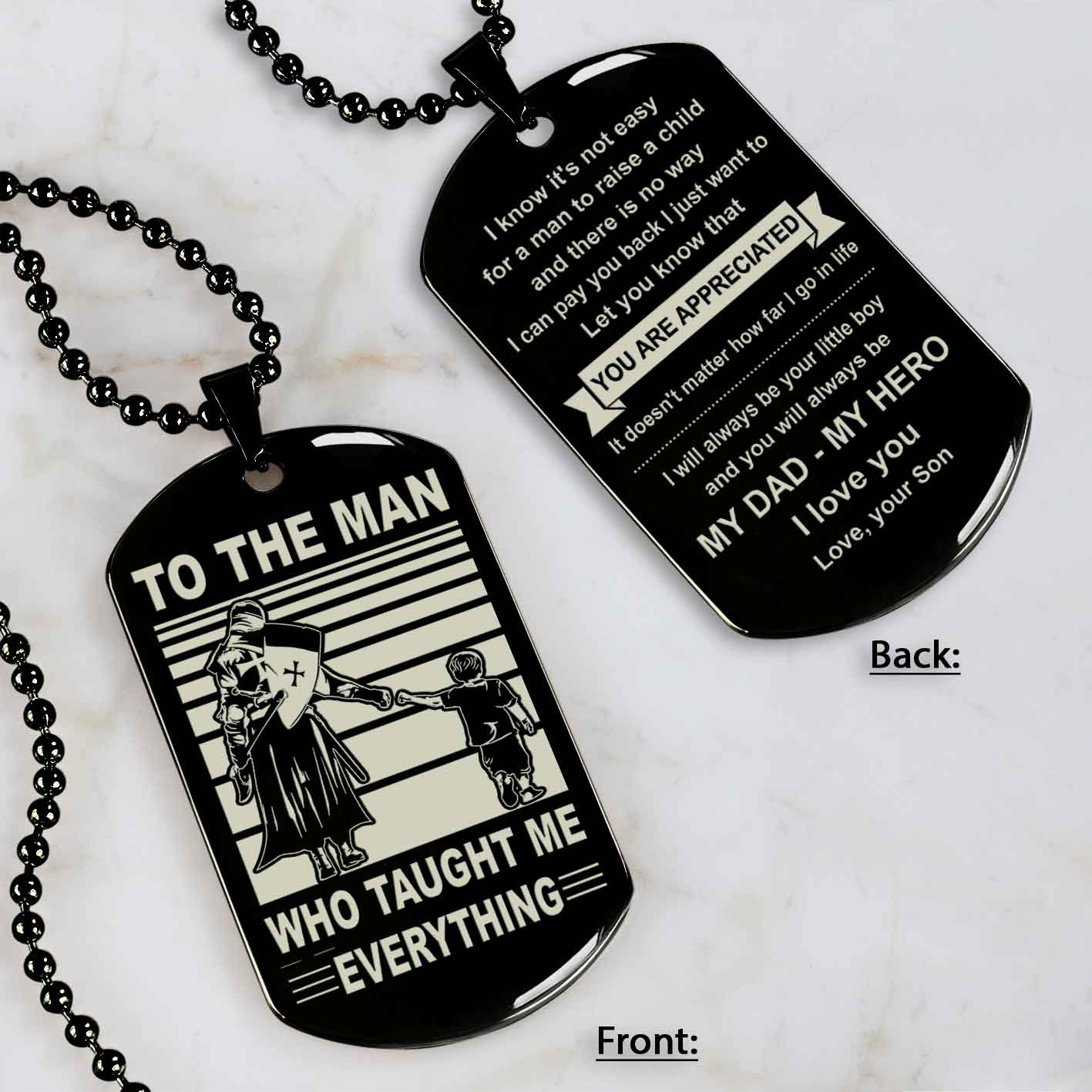 Biker Double Side Dog Tag To The Man Who Taught Me Everything - You Are My Hero Gift From Son To Dad Father's Day Gift