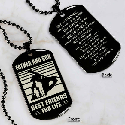 Basketball Personalized Double Sided Dog Tag Father And Son Best Friends For Life Message on the back side New Version