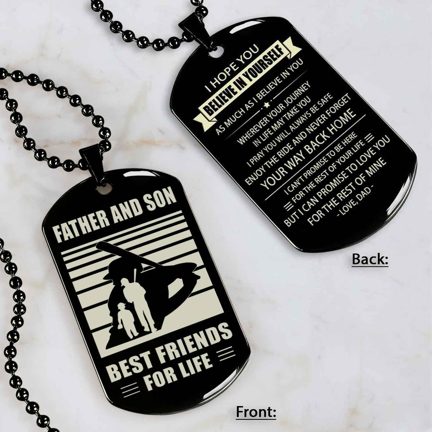 Basketball Personalized Double Sided Dog Tag Father And Son Best Friends For Life Message on the back side New Version