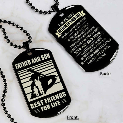 Basketball Personalized Double Sided Dog Tag Father And Son Best Friends For Life Message on the back side New Version