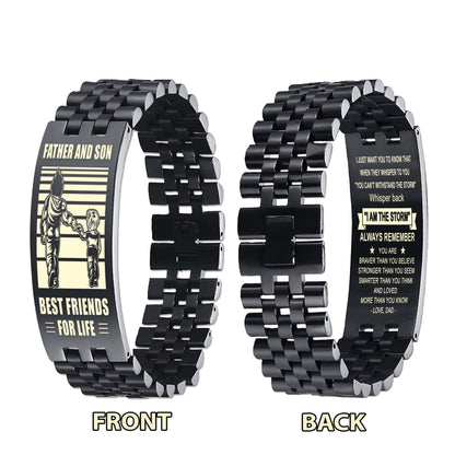 GK STO Personalized Double Sided Bracelet Father And Son Best Friends For Life - Message on the back side