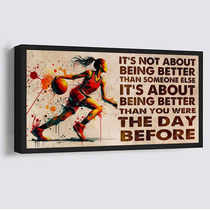 Water Color Woman SWIMMING Poster Canvas It Is Not About Being Better Than Someone Else Gift For Your Loving Woman