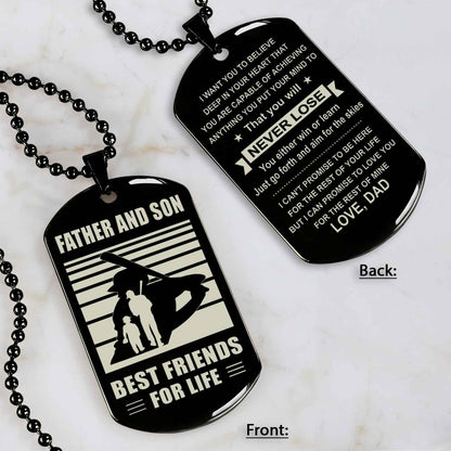 Basketball Personalized Double Sided Dog Tag Father And Son Best Friends For Life Message on the back side New Version