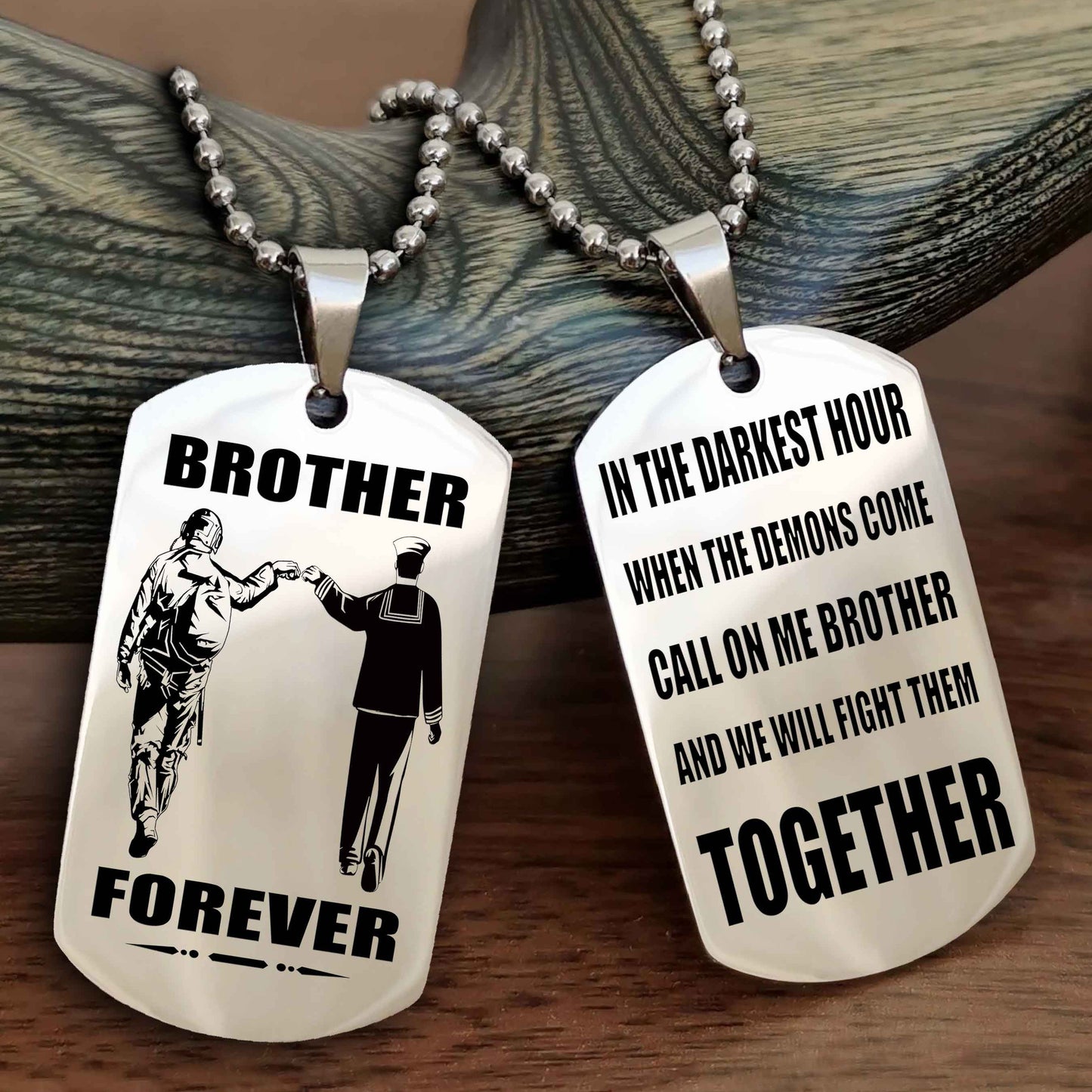 Soldier: Navy-Air Force Personalized Double Sided Dog Tag For My Brother - Call On Me Brother And We Will Fight Them Together Gift For Your Friend