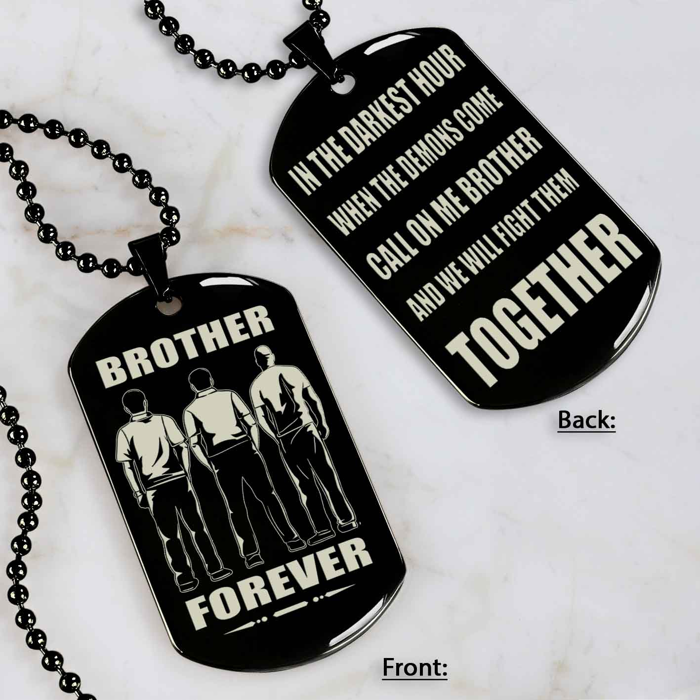 All Team engraved double sided dog tag call on me brother gift for brother dog tag for brother