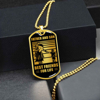 Biker Military Chain Silver Plated 18K Gold Plated Father And Son Best Friend For Life Gift For Your Son