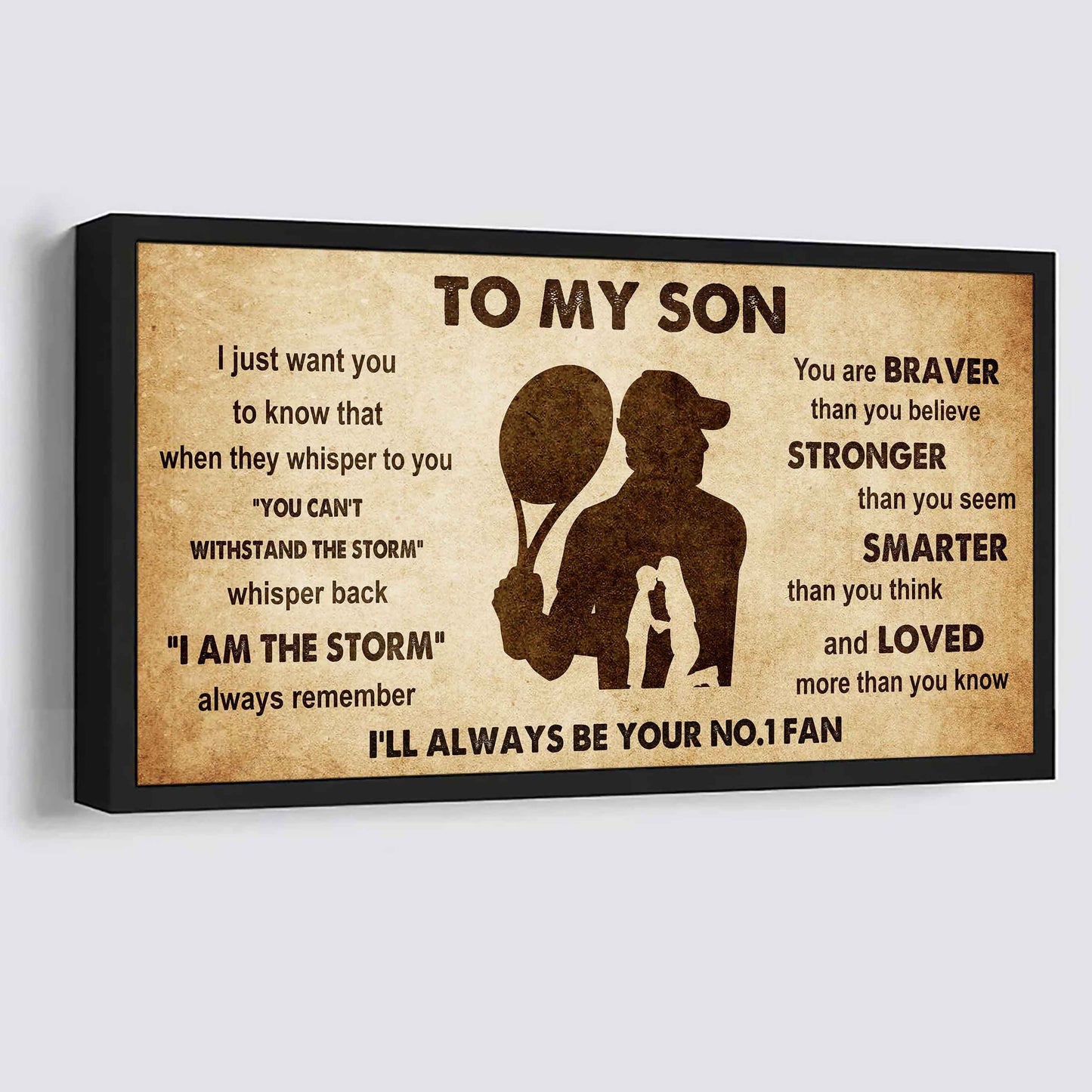 Personalized Sport Poster Canvas I'll Be Your No 1 Fan Mom To Son - Whisper Back I'm The Storm