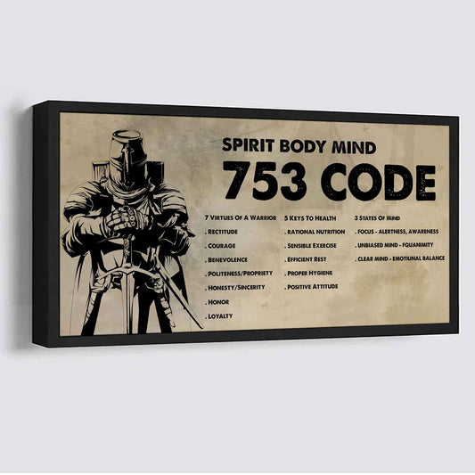 Knight Templar Poster Canvas 7 5 3 Code Motivation Quotes
