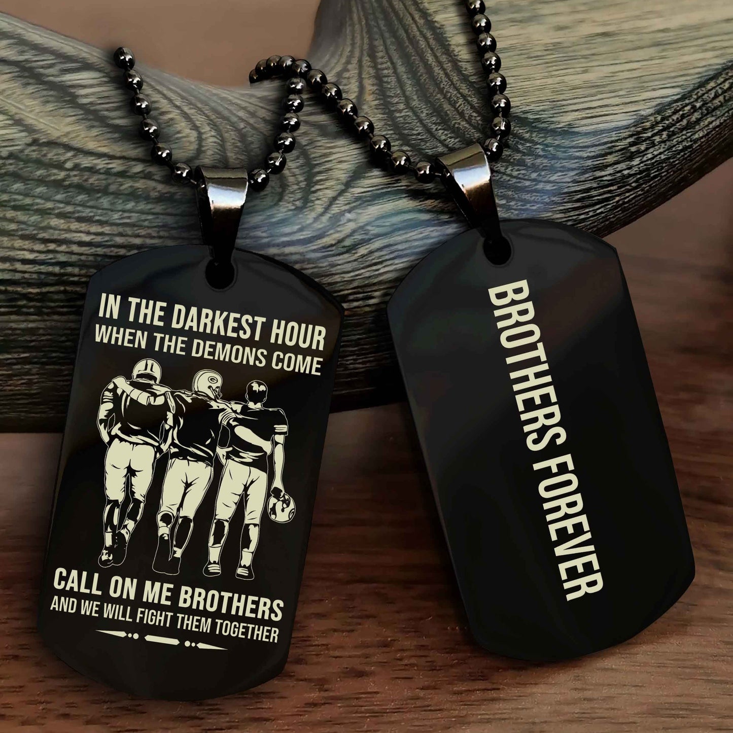 Biker Customizable engraved black dog tag double sided gift from brother, brother forevers