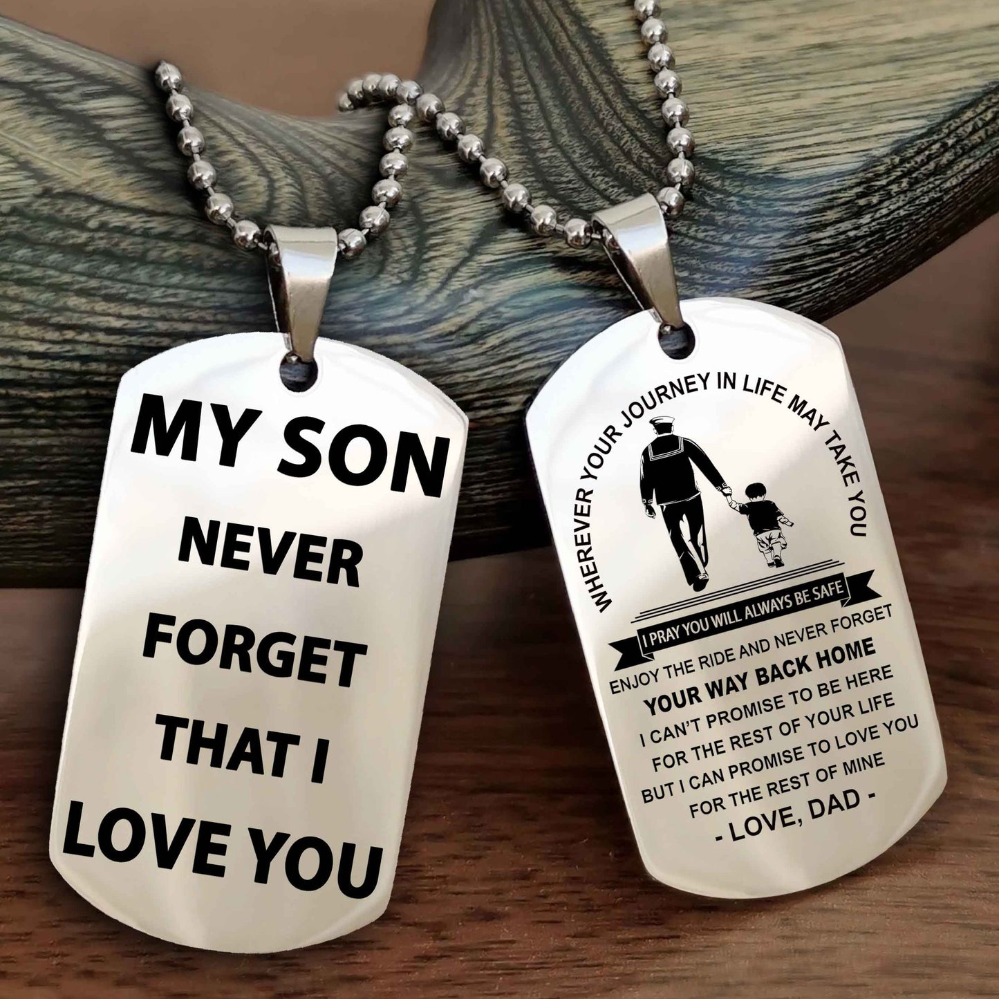 Samurai Double Sided Dog Tag To My Son Never Forget That I Love You - Gift For Son Never Forget Your Way Back Home
