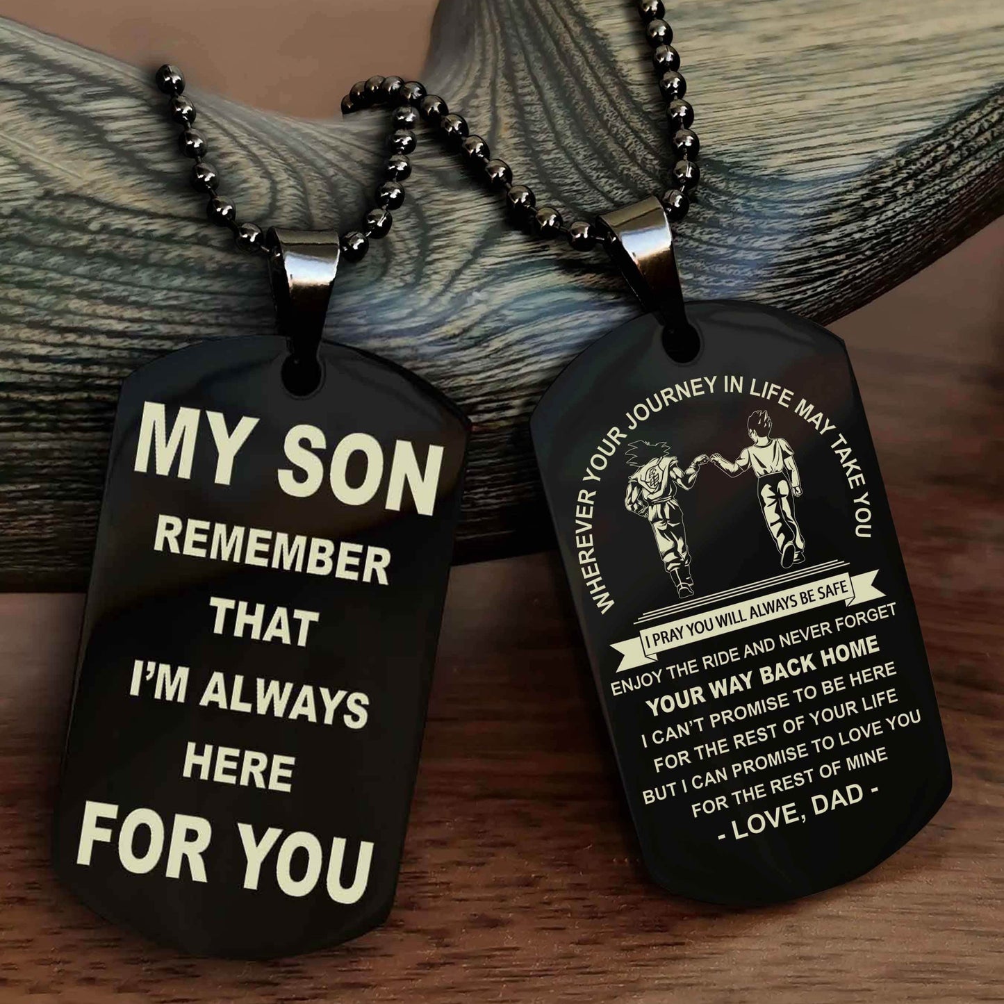 DRB Double Sided Dog Tag My Son Remember That I'm Always Here For You - Enjoy The Ride And Never Forget Your Way Back Home