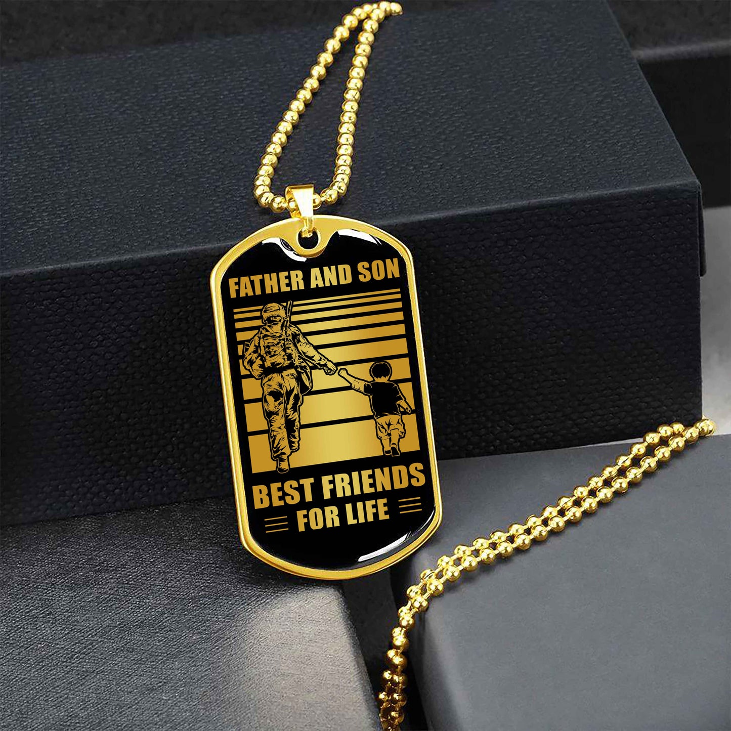 VGT_TR Military Chain Silver Plated 18K Gold Plated Father And Son Best Friend For Life Gift For Your Son