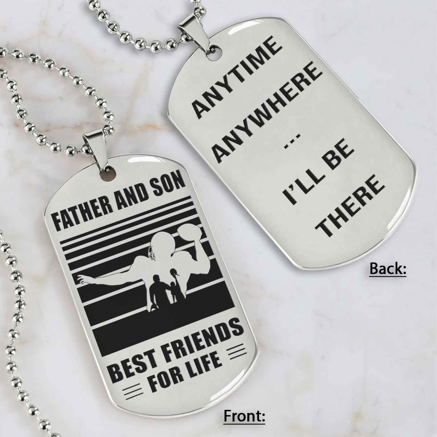 Silver Version Basketball Personalized Double Sided Dog Tag Father And Son Best Friends For Life  Message on the back side