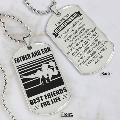Silver Version Basketball Personalized Double Sided Dog Tag Father And Son Best Friends For Life  Message on the back side