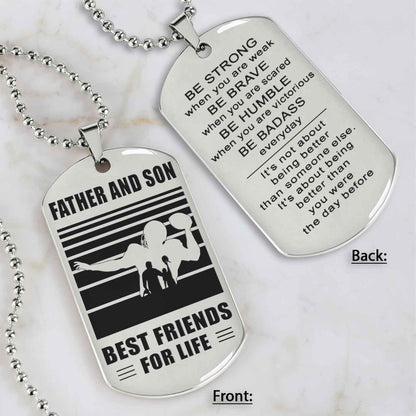 Silver Version Basketball Personalized Double Sided Dog Tag Father And Son Best Friends For Life  Message on the back side