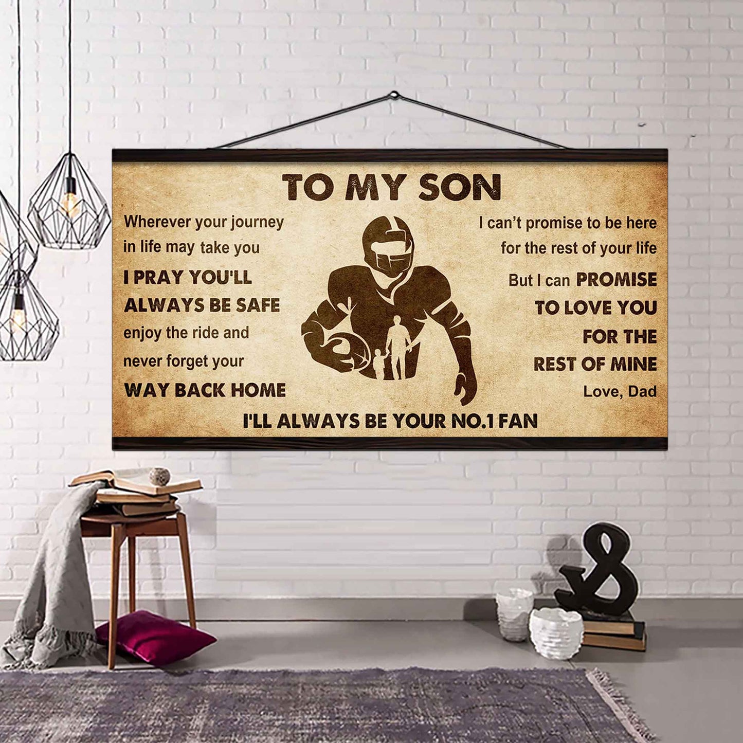 Personalized Sport Poster Canvas I'll Be Your No 1 Fan Dad To Son - Never Forget Your Way Back Home